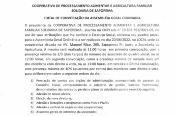 EDITAL DE CONVOCAÇÃO DA ASSEMBLÉIA GERAL ORDINARIA